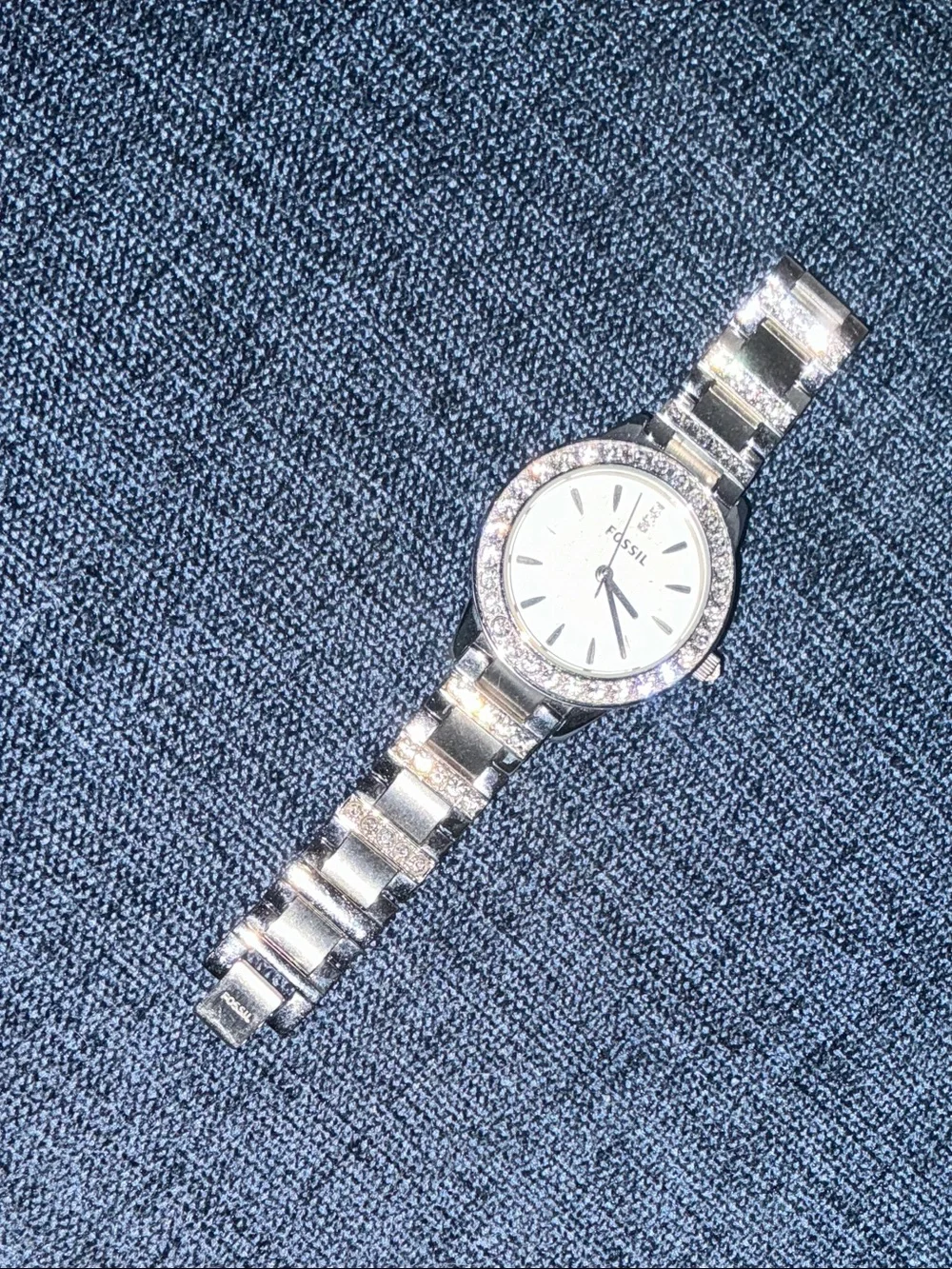 Fossil Women's Silver Crystal-Embellished Bracelet Watch